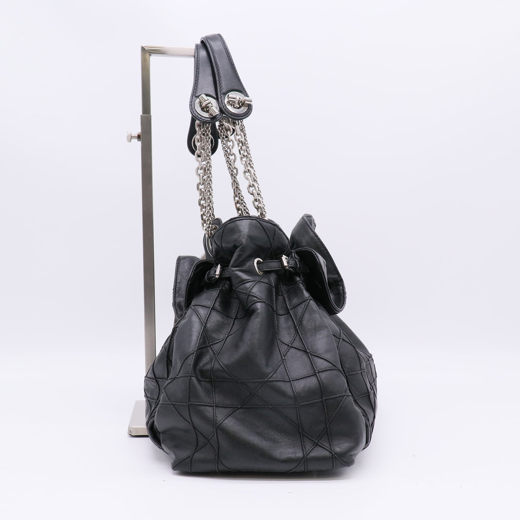 Christian Dior Black Leather Quilted Cannage Le Trente Bag twins B22767