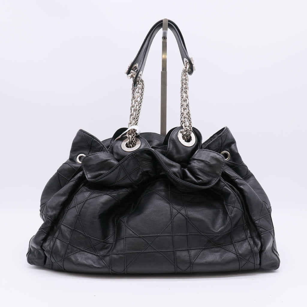 Christian Dior Black Leather Quilted Cannage Le Trente Bag twins B22767
