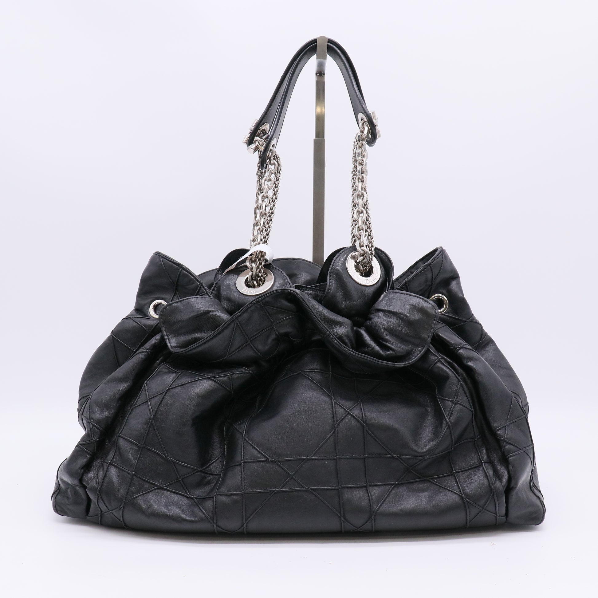 Christian Dior Black Leather Quilted Cannage Le Trente Bag twins B22767