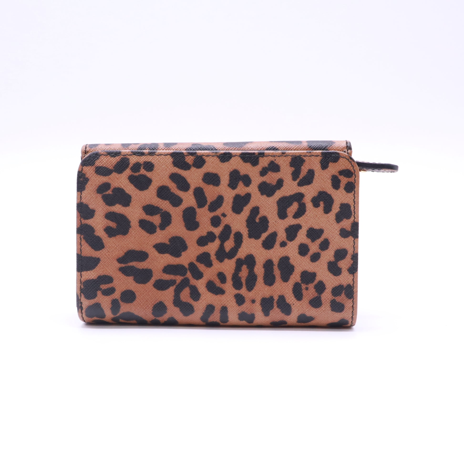 Salvatore Ferragamo Leopard Print Leather Gancio Bit Compact Wallet W22835