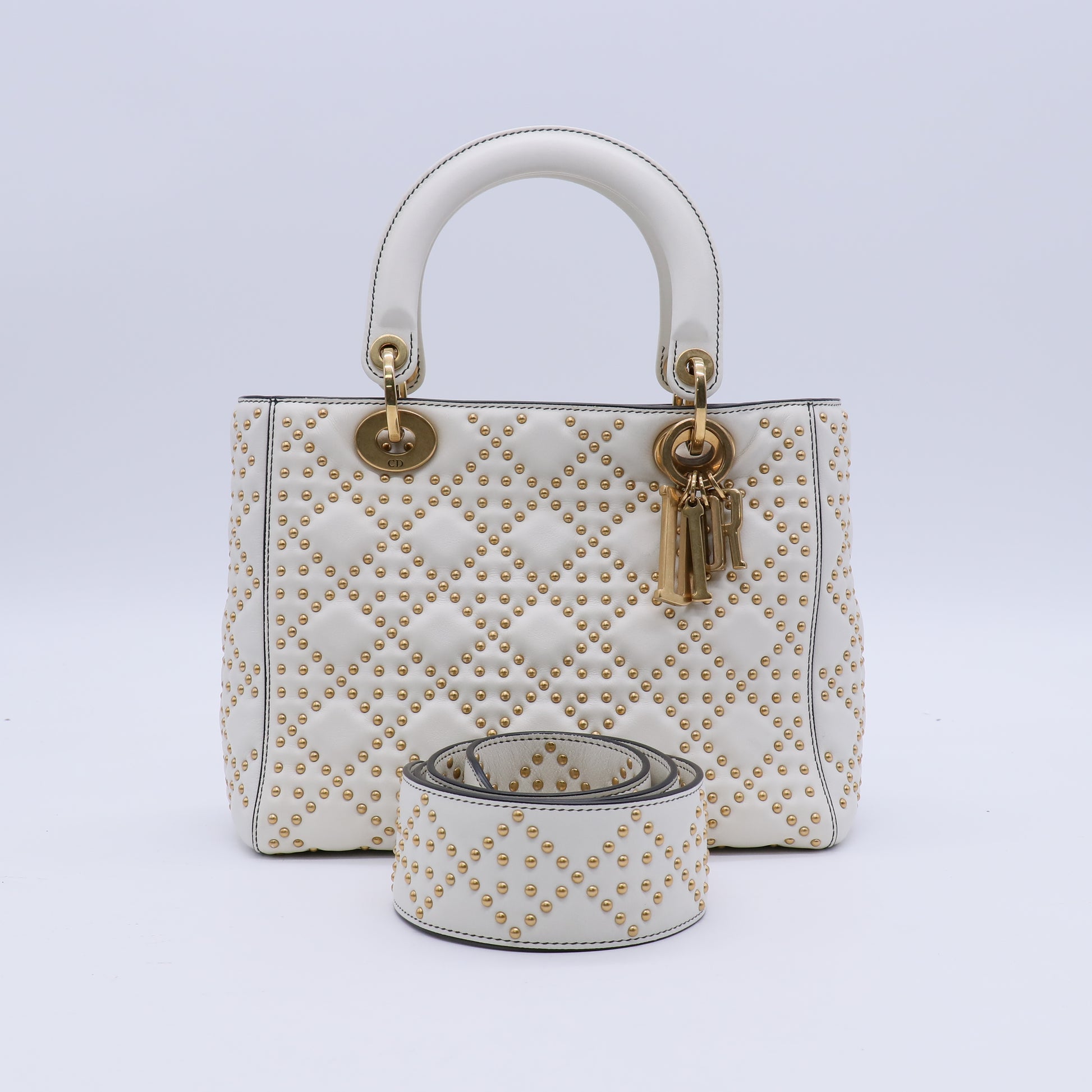 Christian Dior Supple Lady Dior Bag Cannage Studded Lambskin Medium  B21638