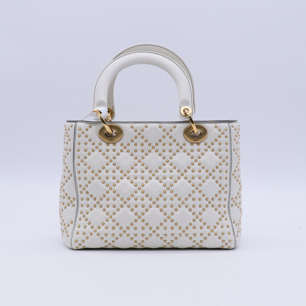 Christian Dior Supple Lady Dior Bag Cannage Studded Lambskin Medium  B21638
