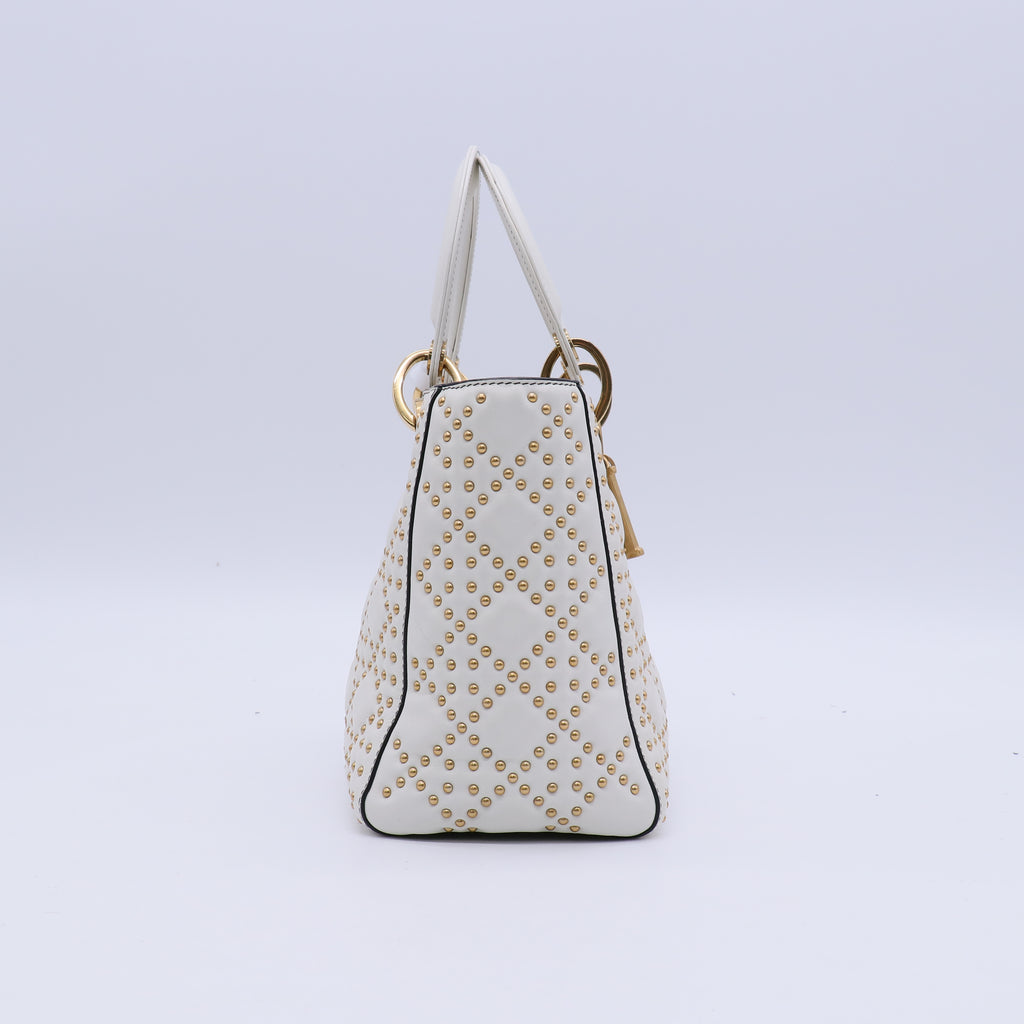 Christian Dior Supple Lady Dior Bag Cannage Studded Lambskin Medium  B21638