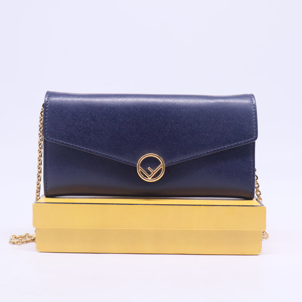 Navy Blue Leather Chain Wallet W20561
