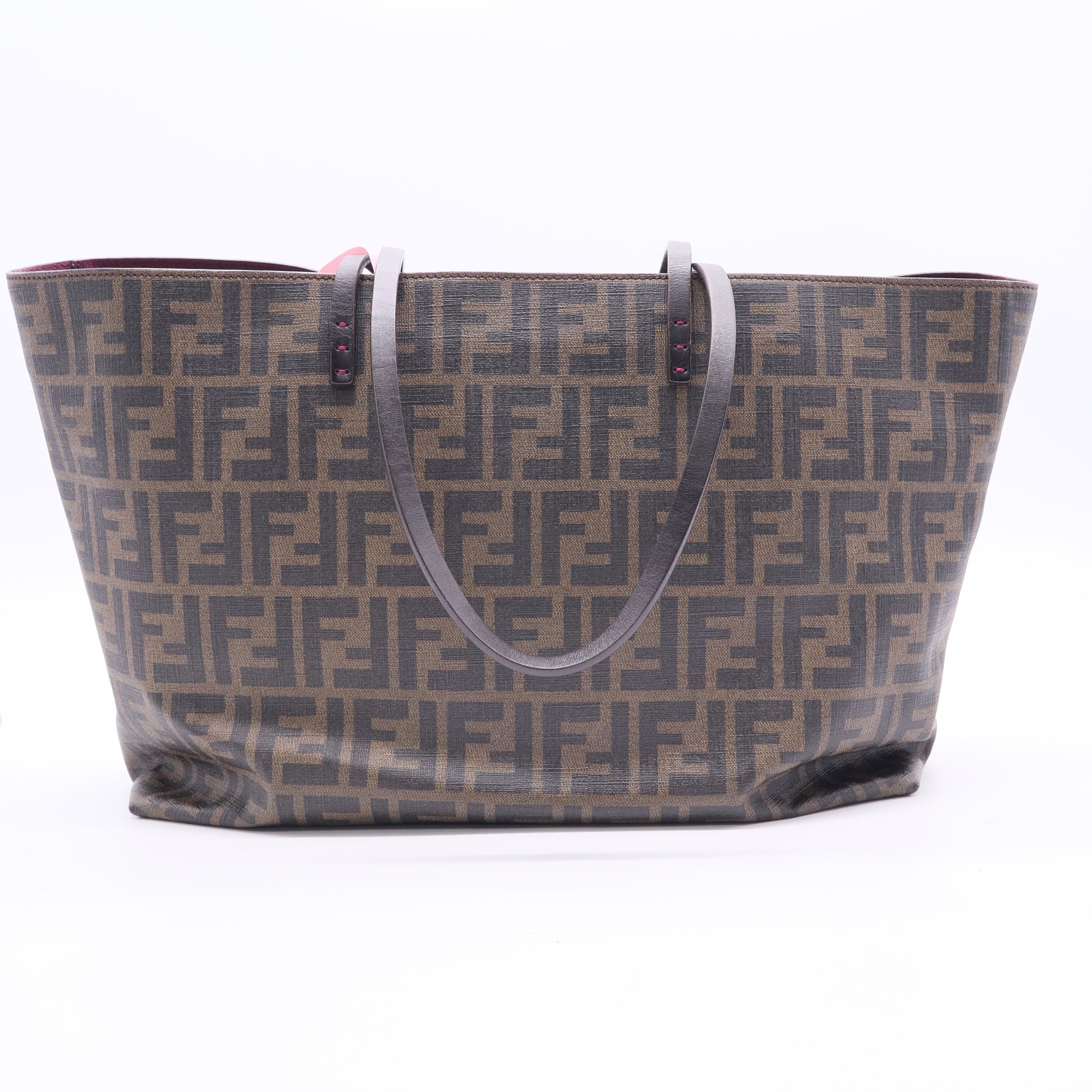 Fendi FF Logo Zucca Canvas Tote Bag Brown Twins LDJ2582