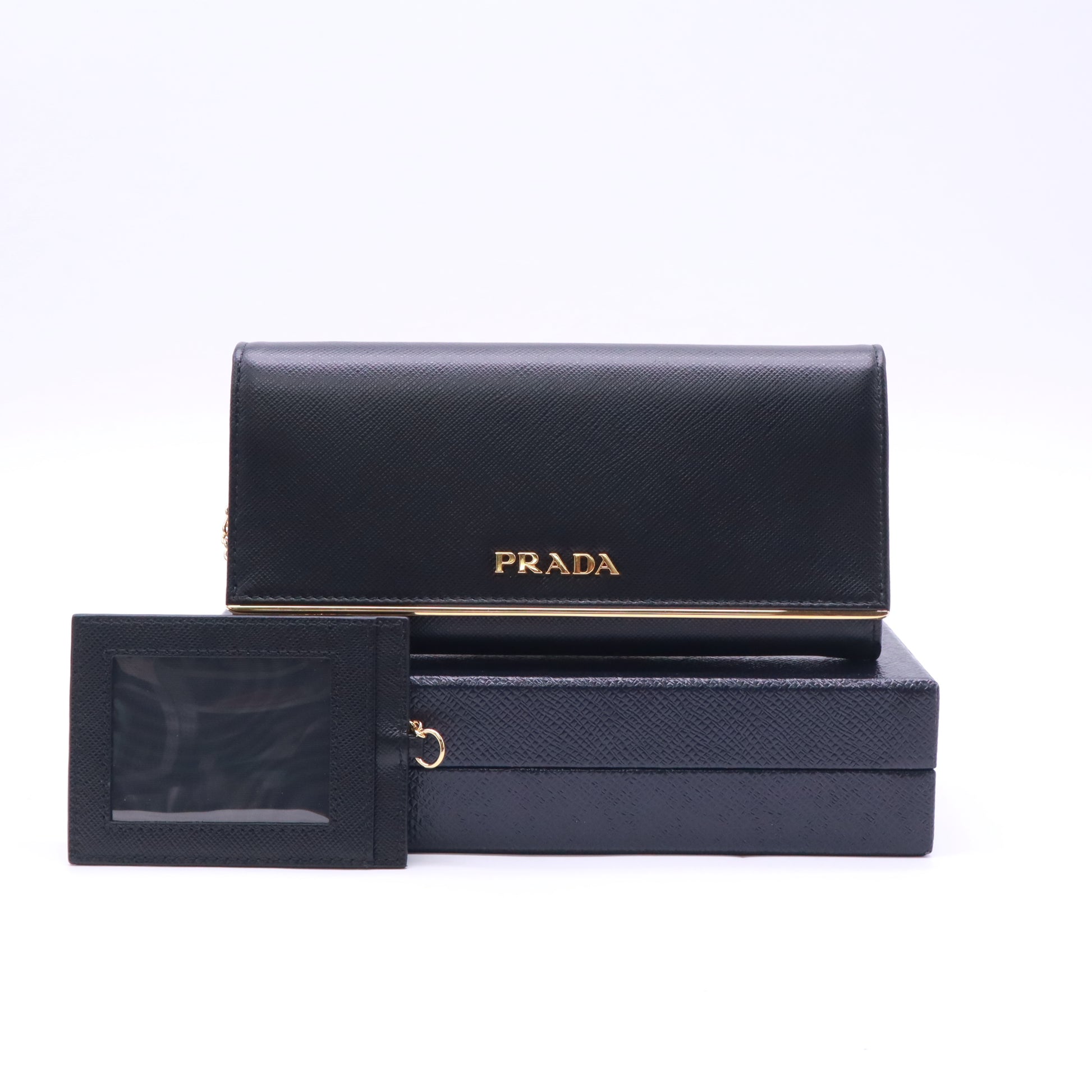 Prada Saffiano Metal Bar Continental Wallet W22874