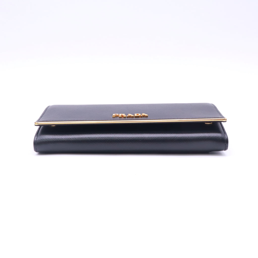 Prada Saffiano Metal Bar Continental Wallet W22874