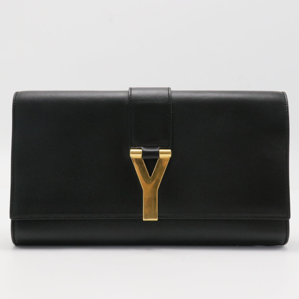 Saint Laurent  Textured Calfskin Y Ligne Clutch Black
