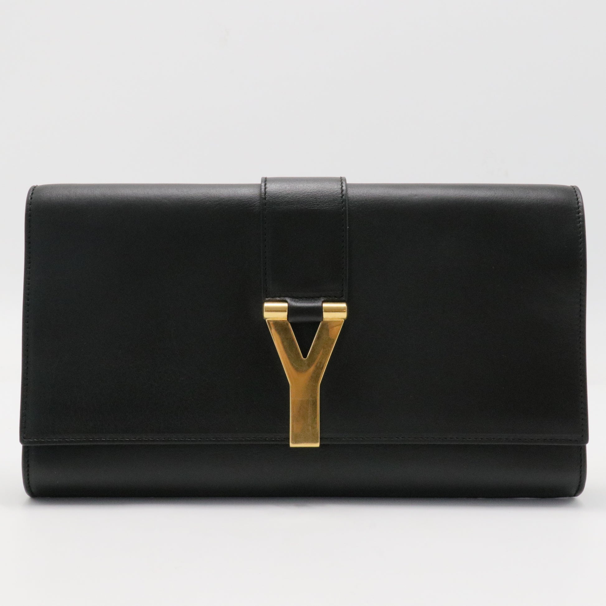 Saint Laurent  Textured Calfskin Y Ligne Clutch Black