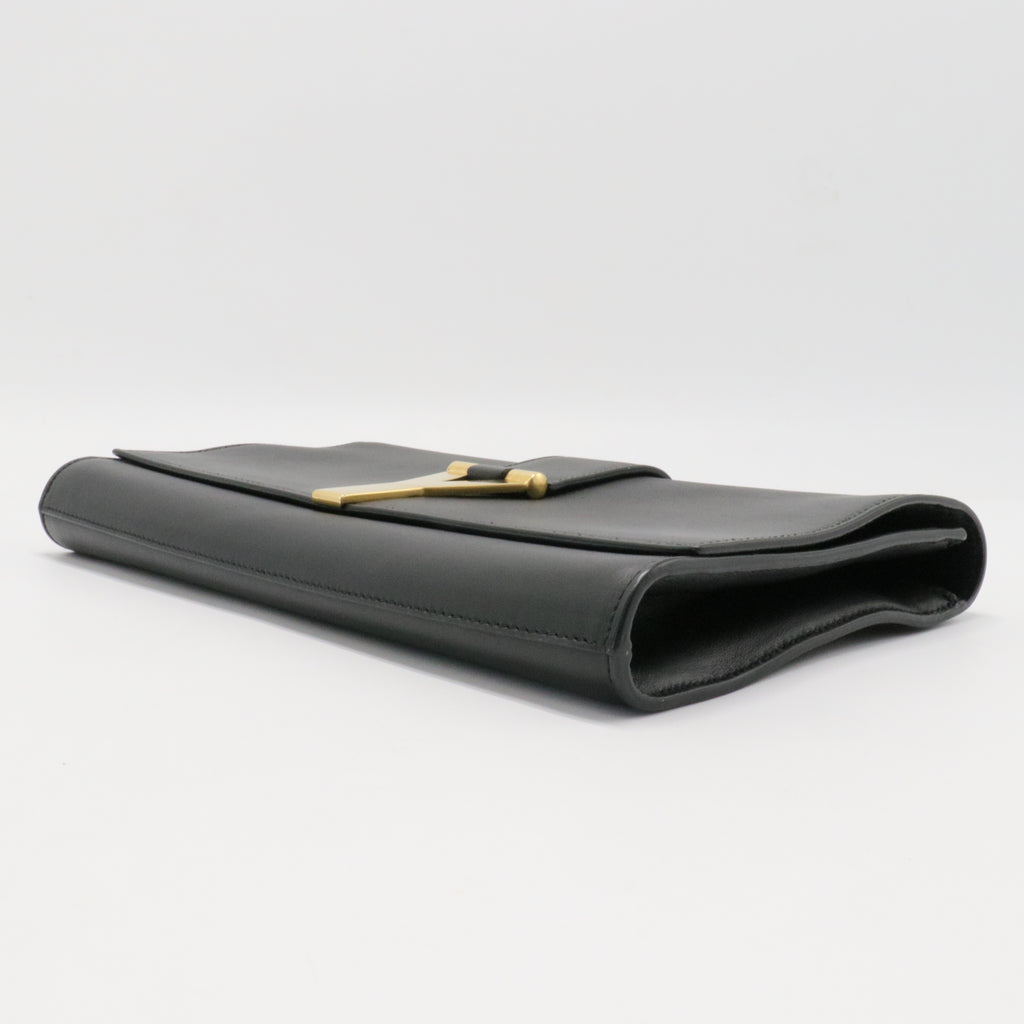 Saint Laurent  Textured Calfskin Y Ligne Clutch Black