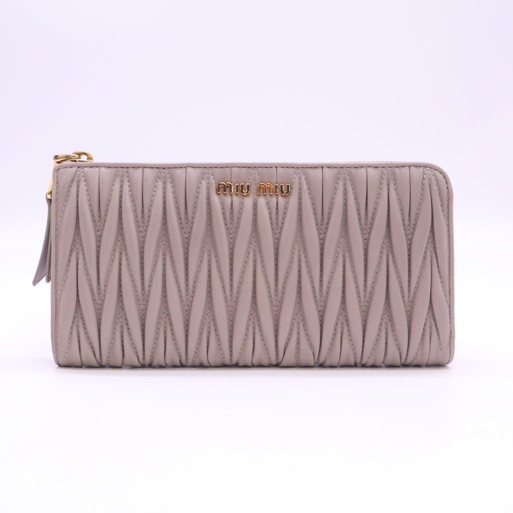 Miu Miu Matelassé Zip Around Long Wallet W23496