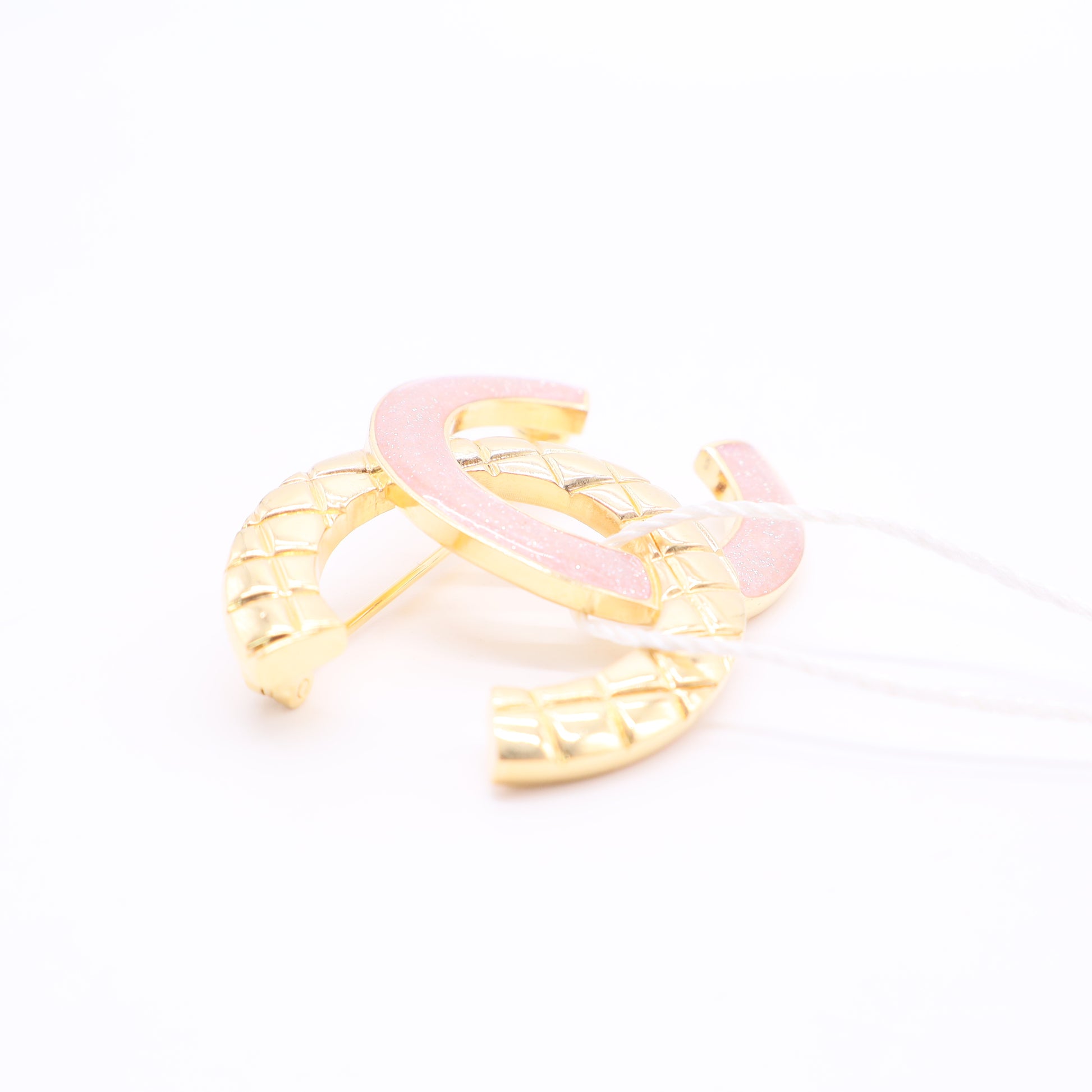 CC Logo Brooch Gold-Tone Metal Twins LDJ2589