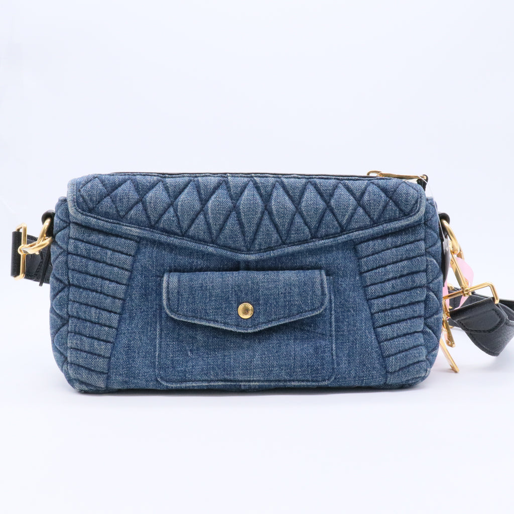 Matelasse Denim Biker Shoulder Bag Twins