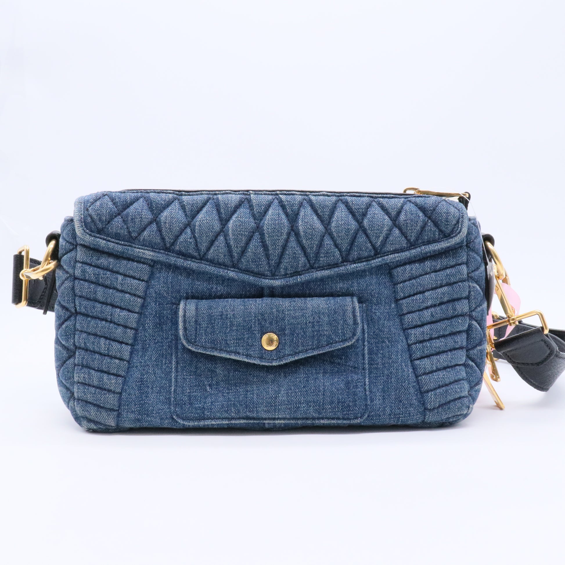 Matelasse Denim Biker Shoulder Bag Twins