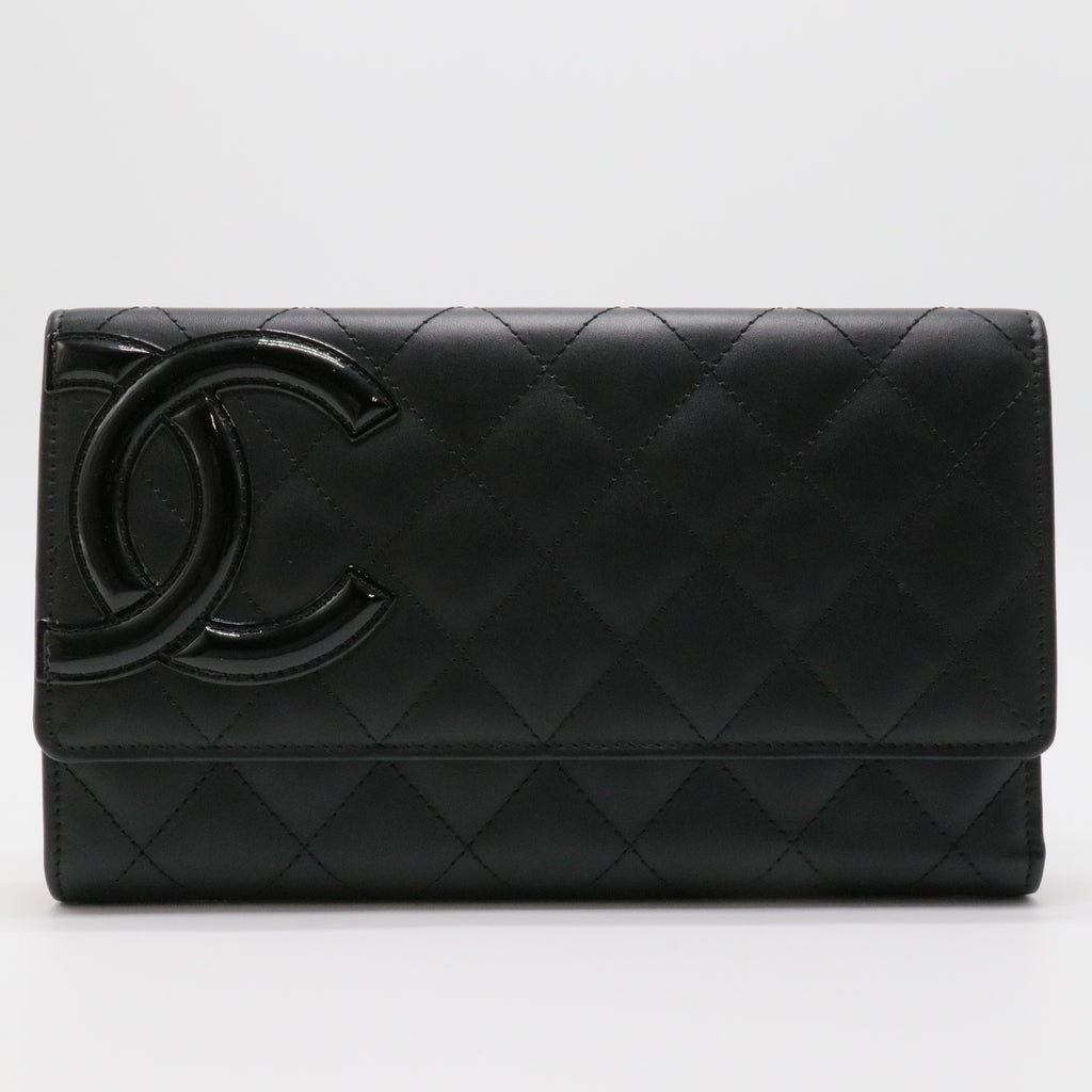 Chanel Calfskin Quilted Cambon Tri-Fold Wallet Black
