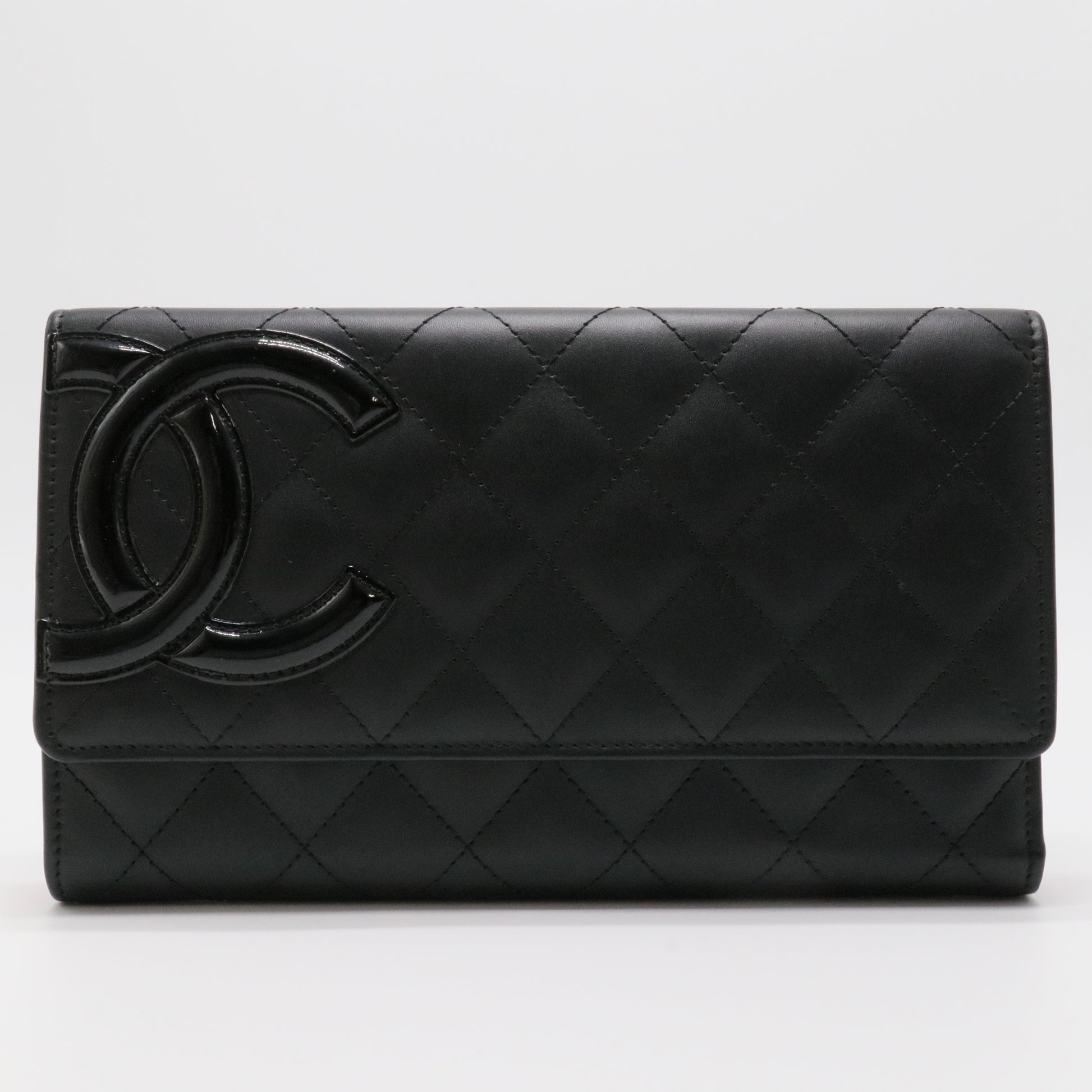 Chanel Calfskin Quilted Cambon Tri-Fold Wallet Black