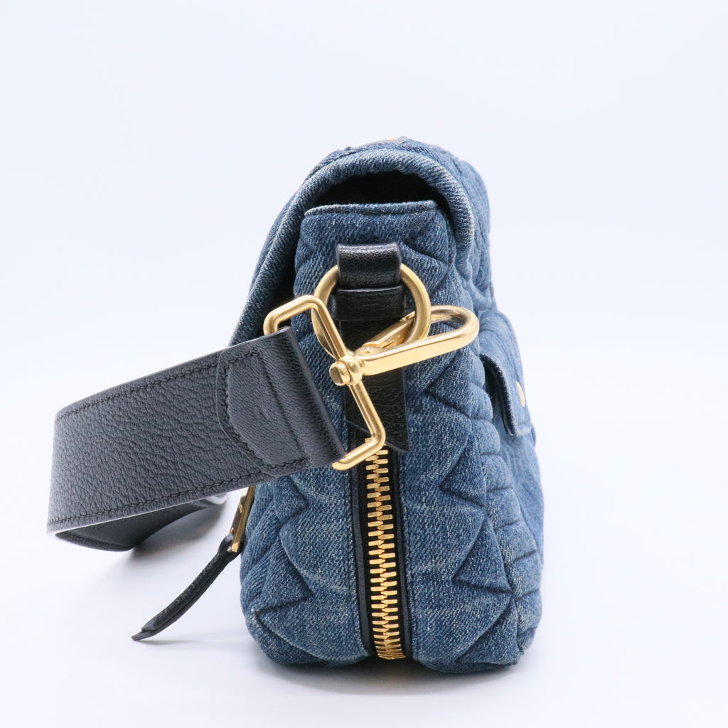 Matelasse Denim Biker Shoulder Bag Twins