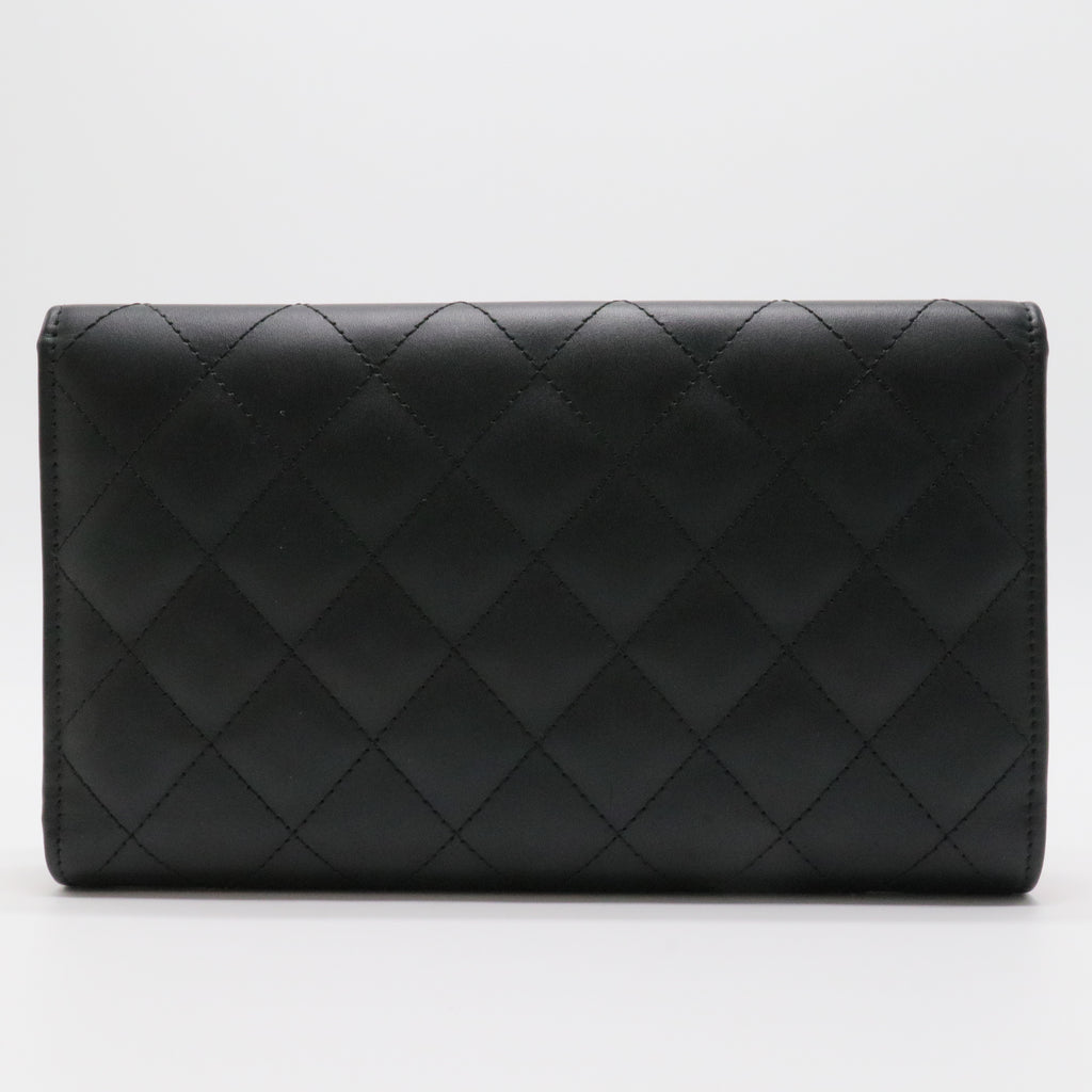 Chanel Calfskin Quilted Cambon Tri-Fold Wallet Black