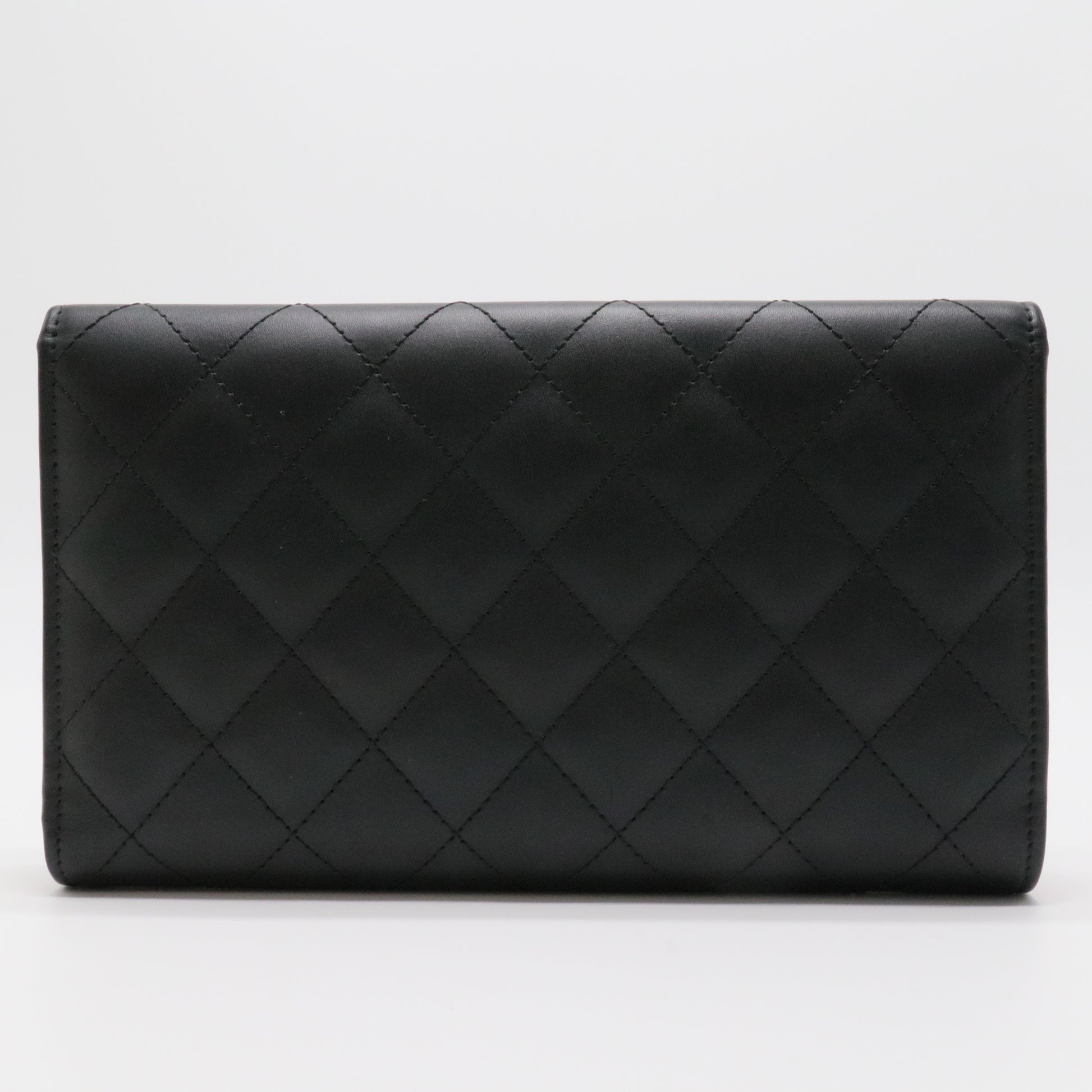 Chanel Calfskin Quilted Cambon Tri-Fold Wallet Black