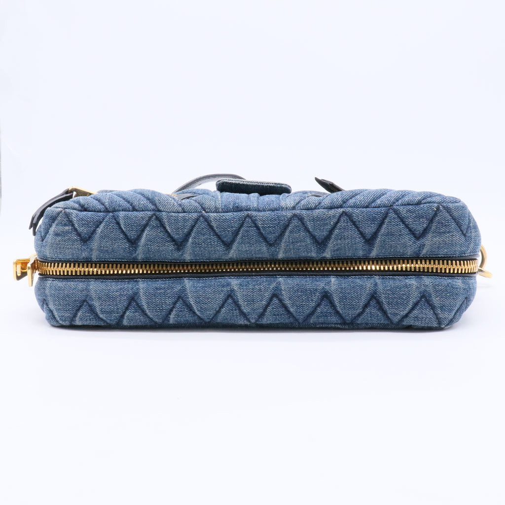 Matelasse Denim Biker Shoulder Bag Twins