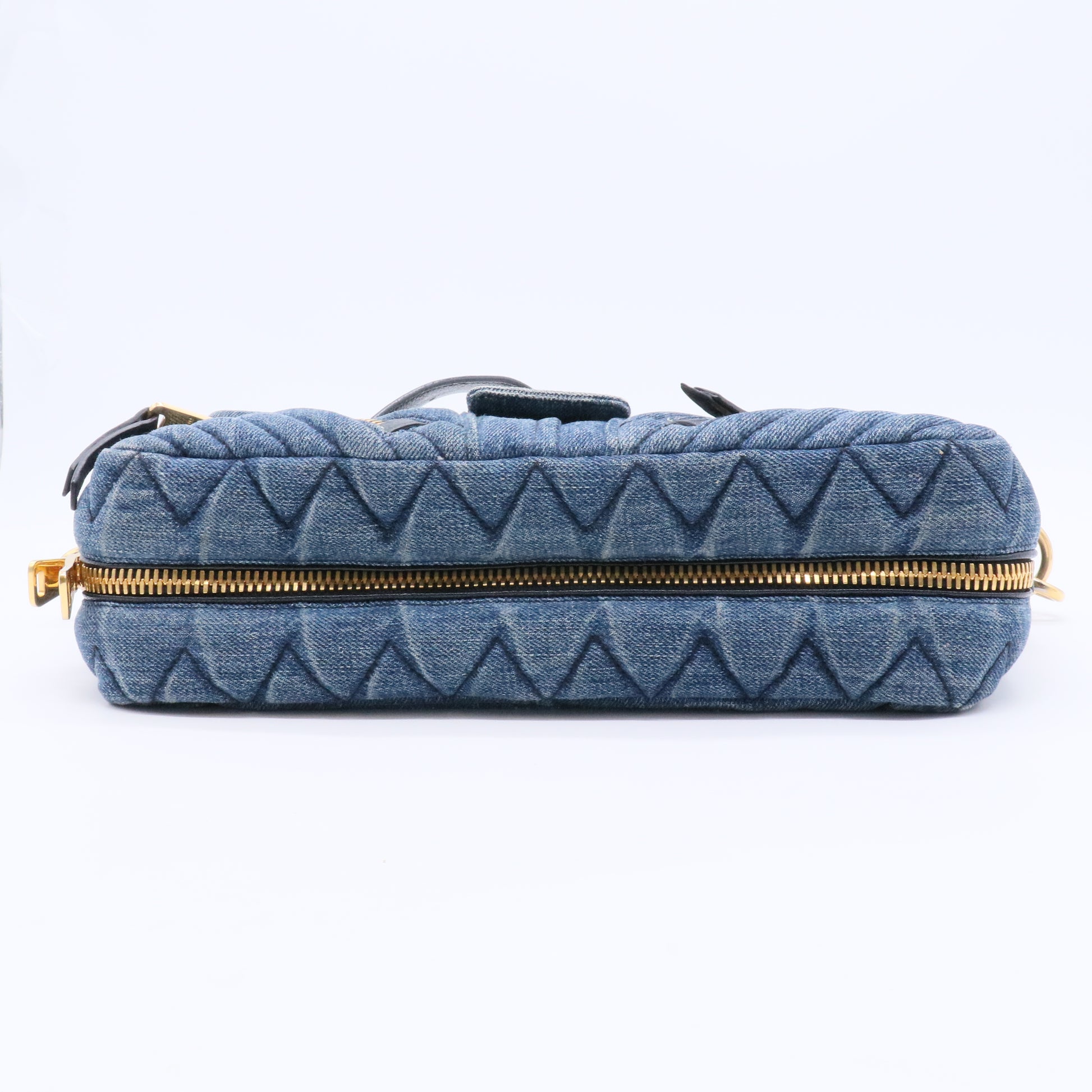 Matelasse Denim Biker Shoulder Bag Twins