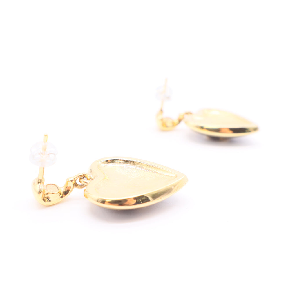 Chanel  Earrings Gold Heart Coco Mark Lace Twins LDJ2592