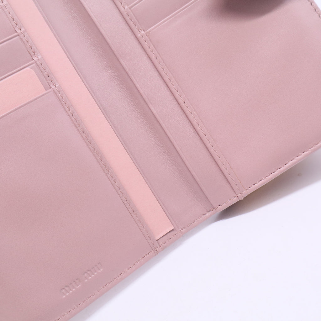 Pink Croc Embossed Leather Twisted Lock Wallet W20551