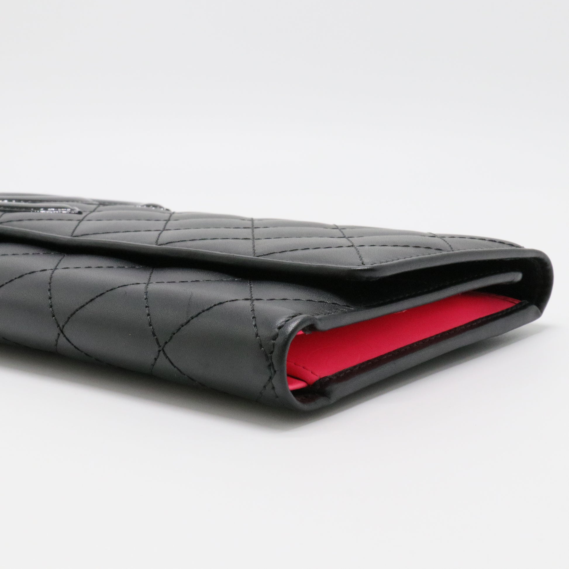 Chanel Calfskin Quilted Cambon Tri-Fold Wallet Black