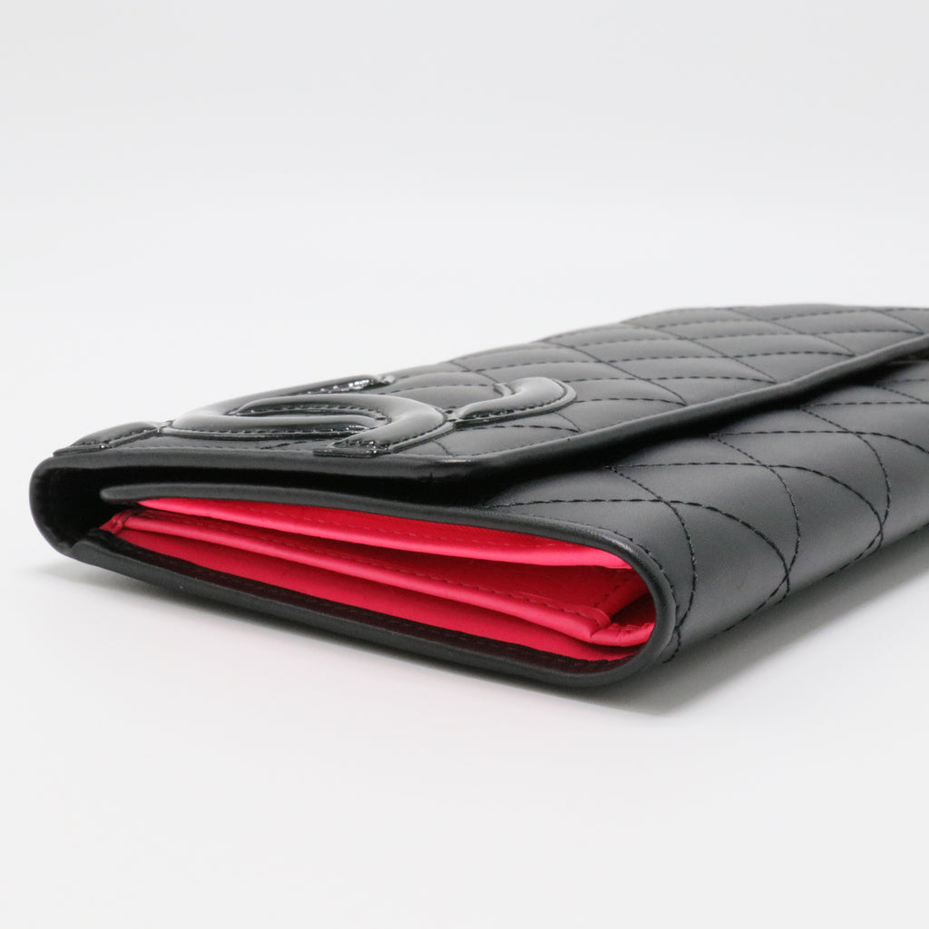Chanel Calfskin Quilted Cambon Tri-Fold Wallet Black