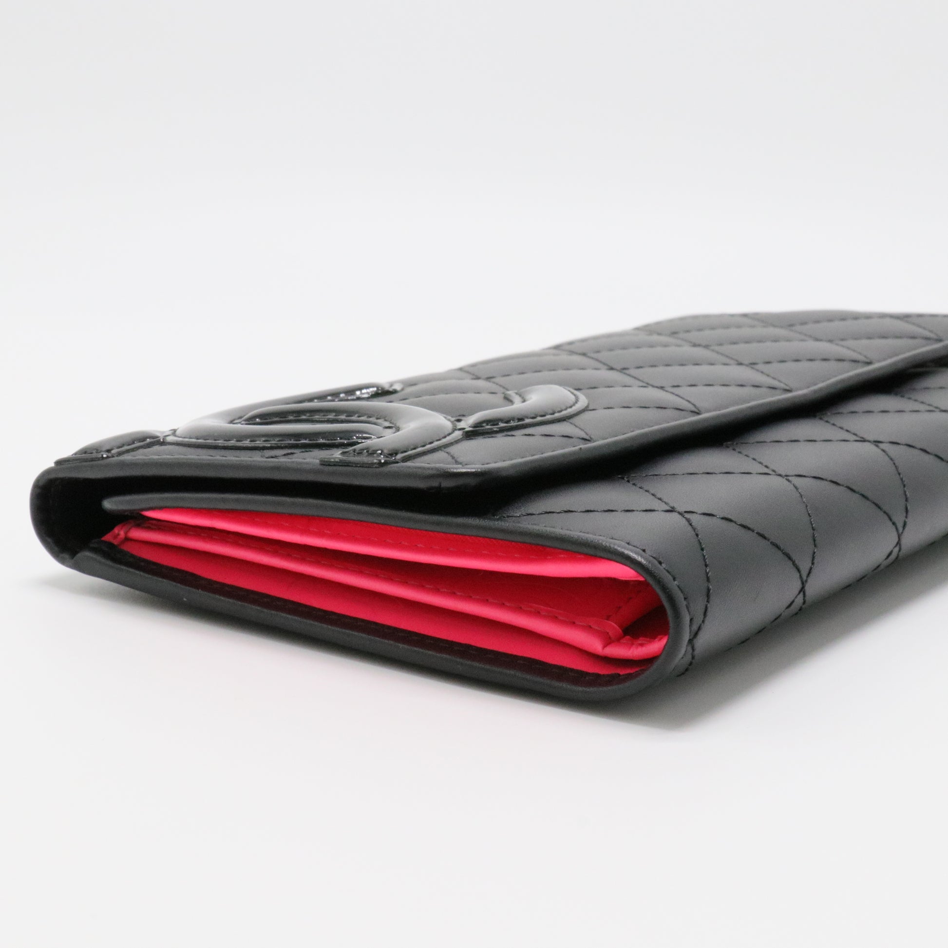 Chanel Calfskin Quilted Cambon Tri-Fold Wallet Black