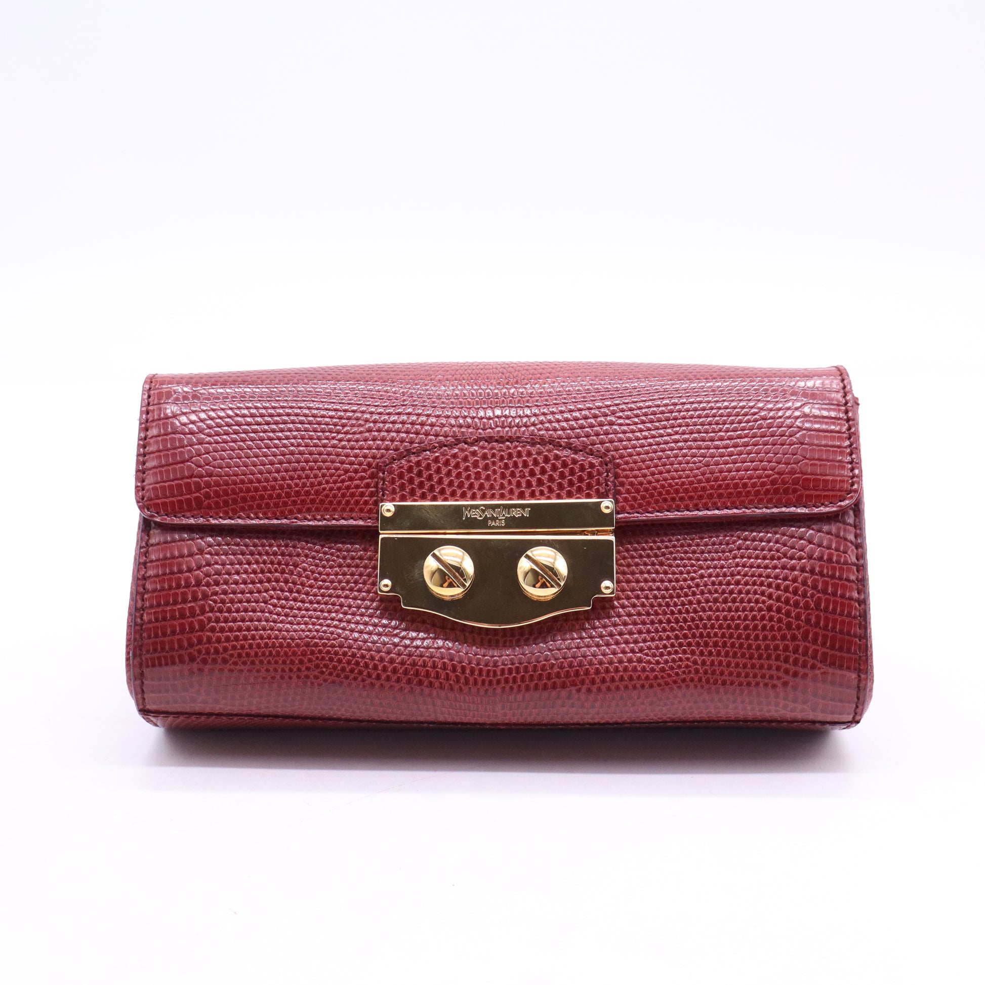 Burgundy Red Lizard Skin Clutch W21162