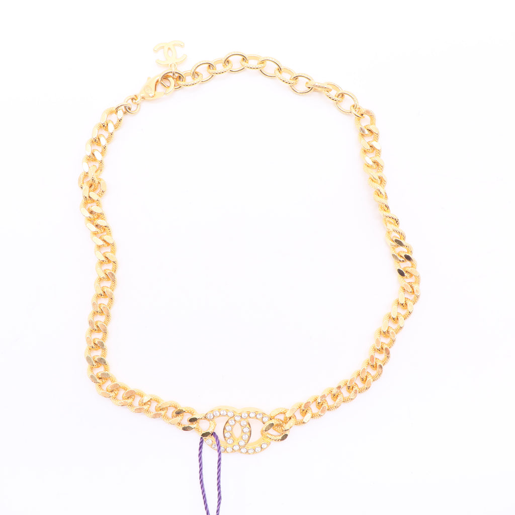 Chanel Chanel 2024 Strass CC Logo Chain Choker Twins LDJ2598