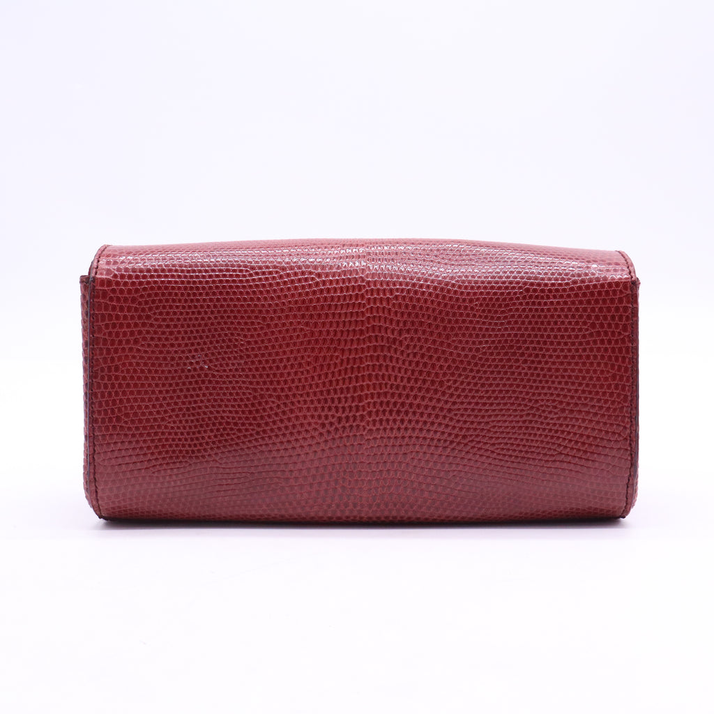 Burgundy Red Lizard Skin Clutch W21162
