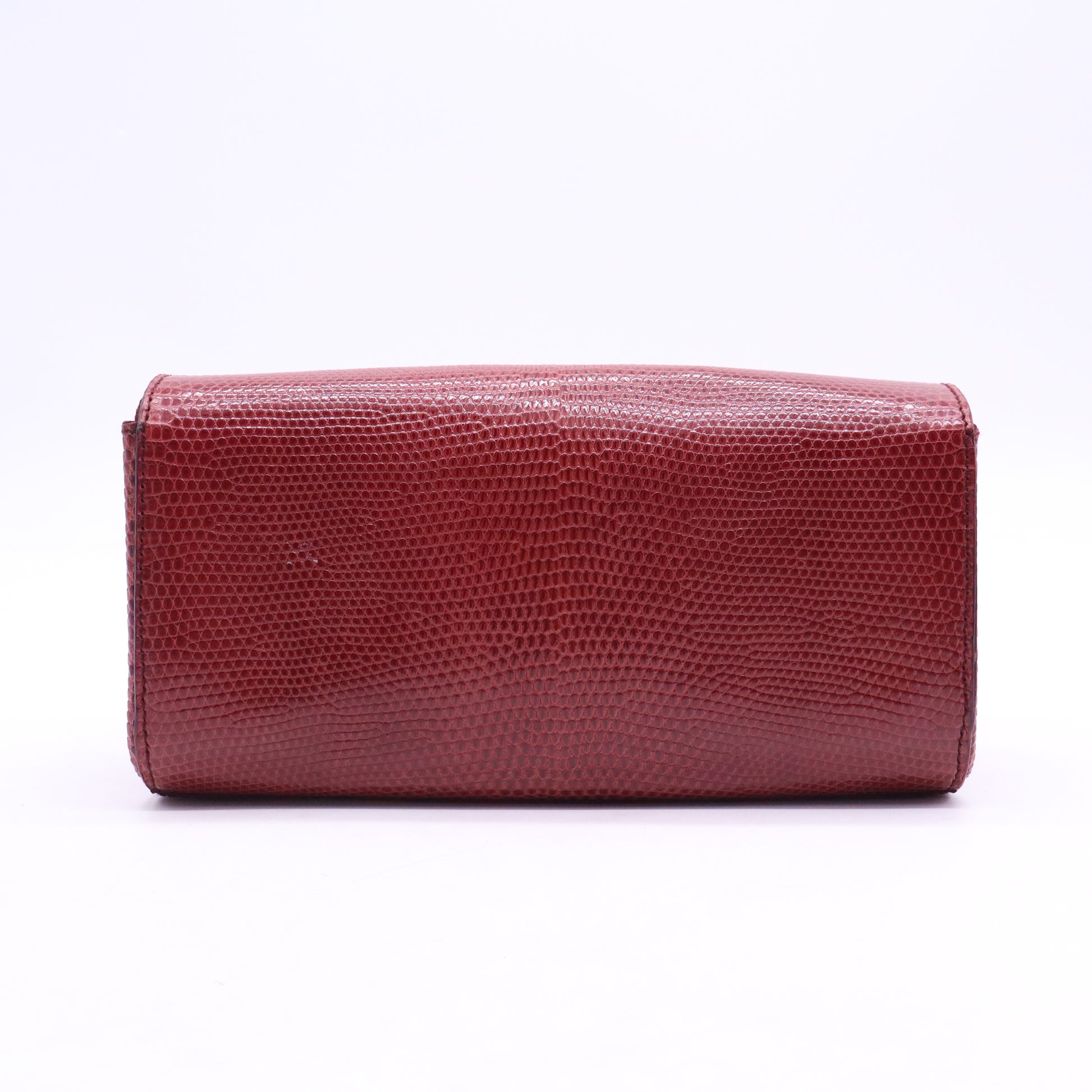 Burgundy Red Lizard Skin Clutch W21162