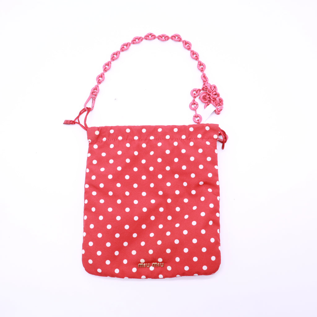 Miu Miu Polka Dot Faille Drawstring Pouch Bag B23730