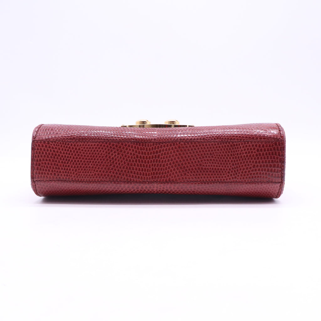 Burgundy Red Lizard Skin Clutch W21162
