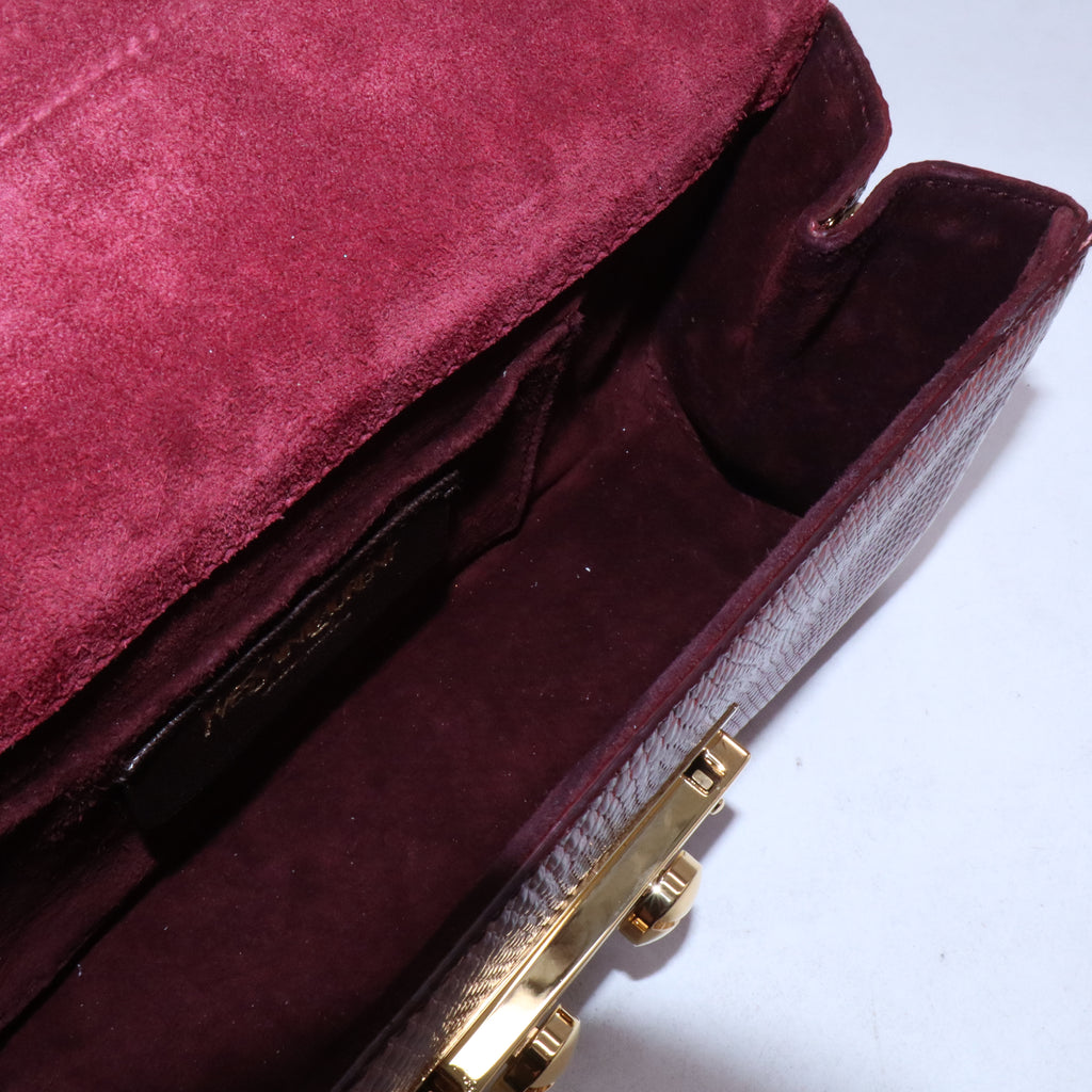 Burgundy Red Lizard Skin Clutch W21162