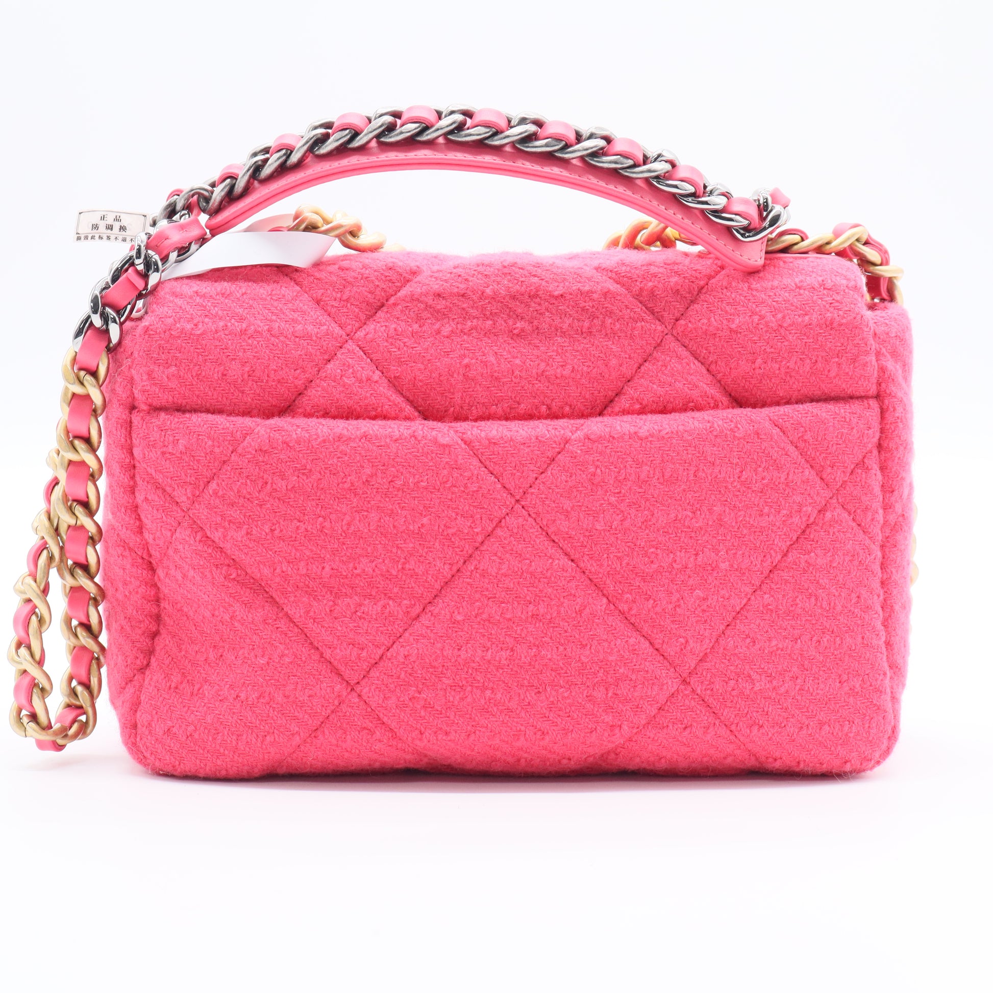 Pink Quilted Tweed Small Chanel 19 Bag