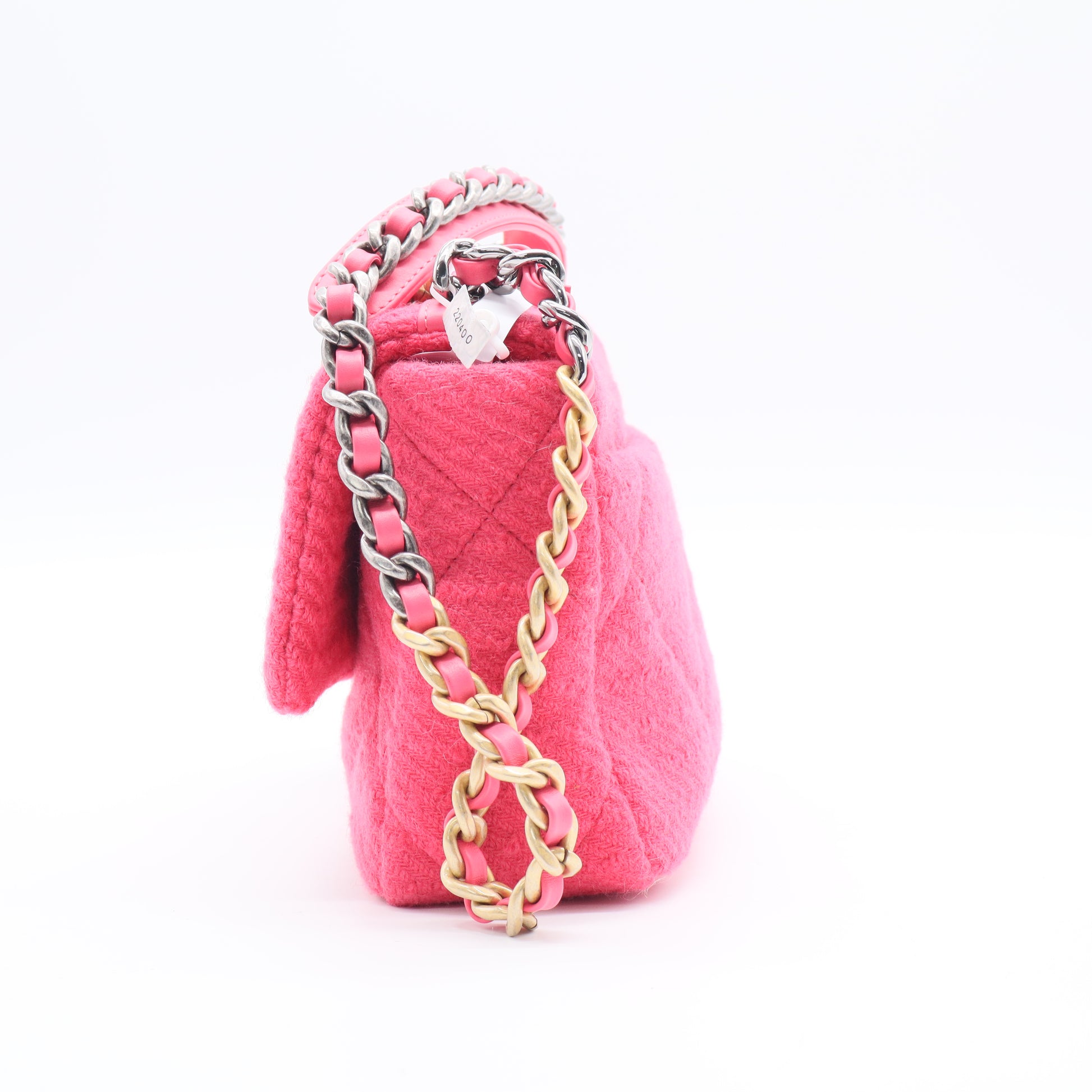 Pink Quilted Tweed Small Chanel 19 Bag