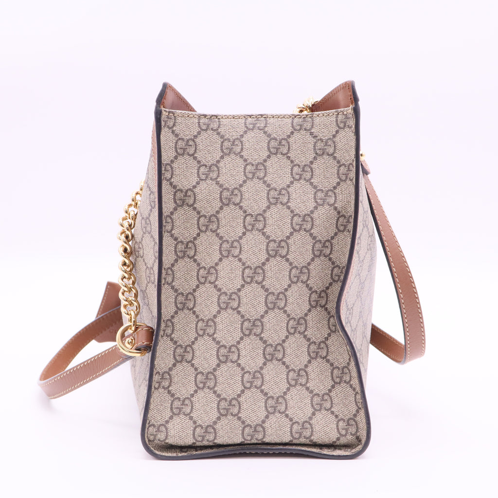 Padlock Chain Tote GG Coated Canvas with Leather Medium twins