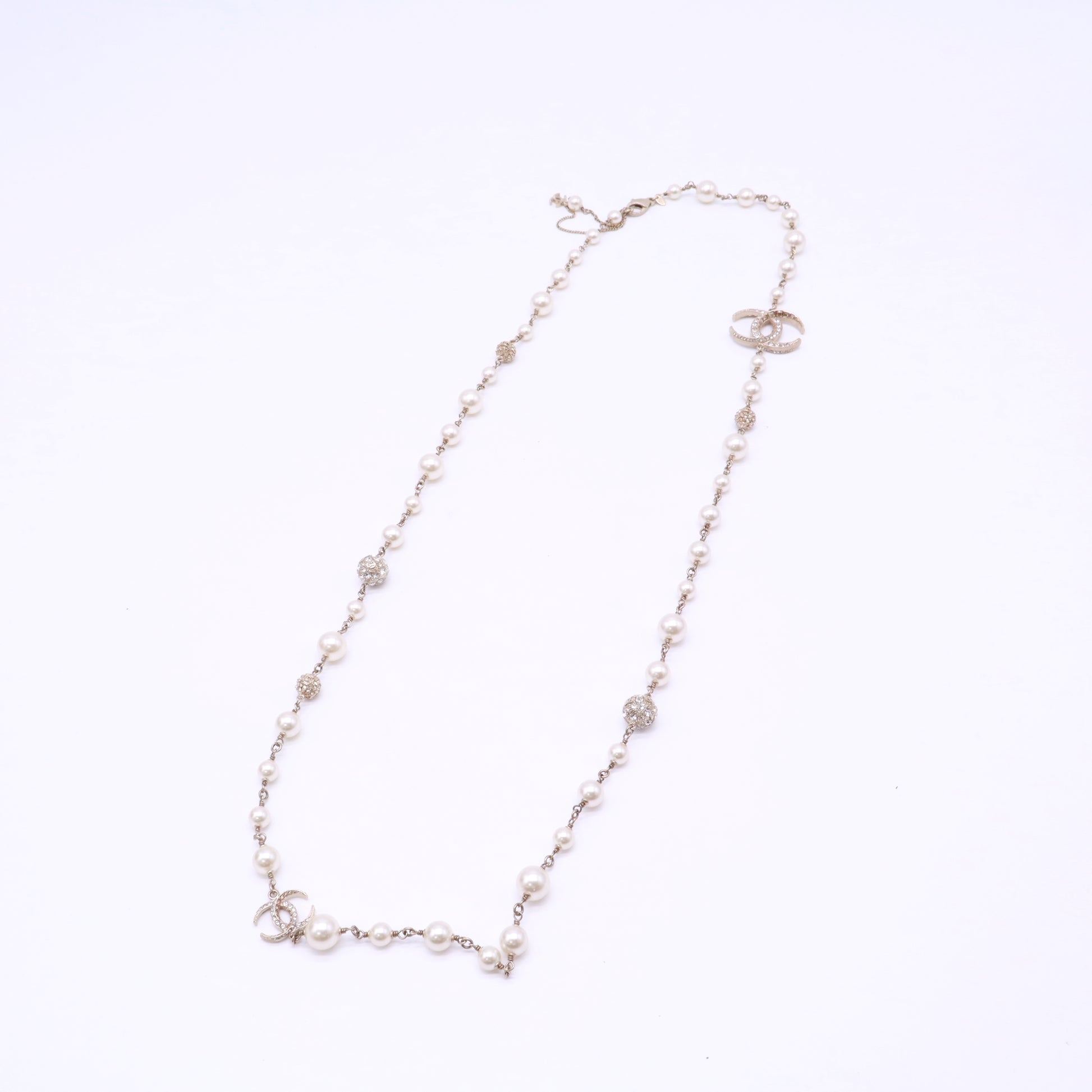 Chanel Crystal CC Strass and Faux Long Sautoir Necklace W22894