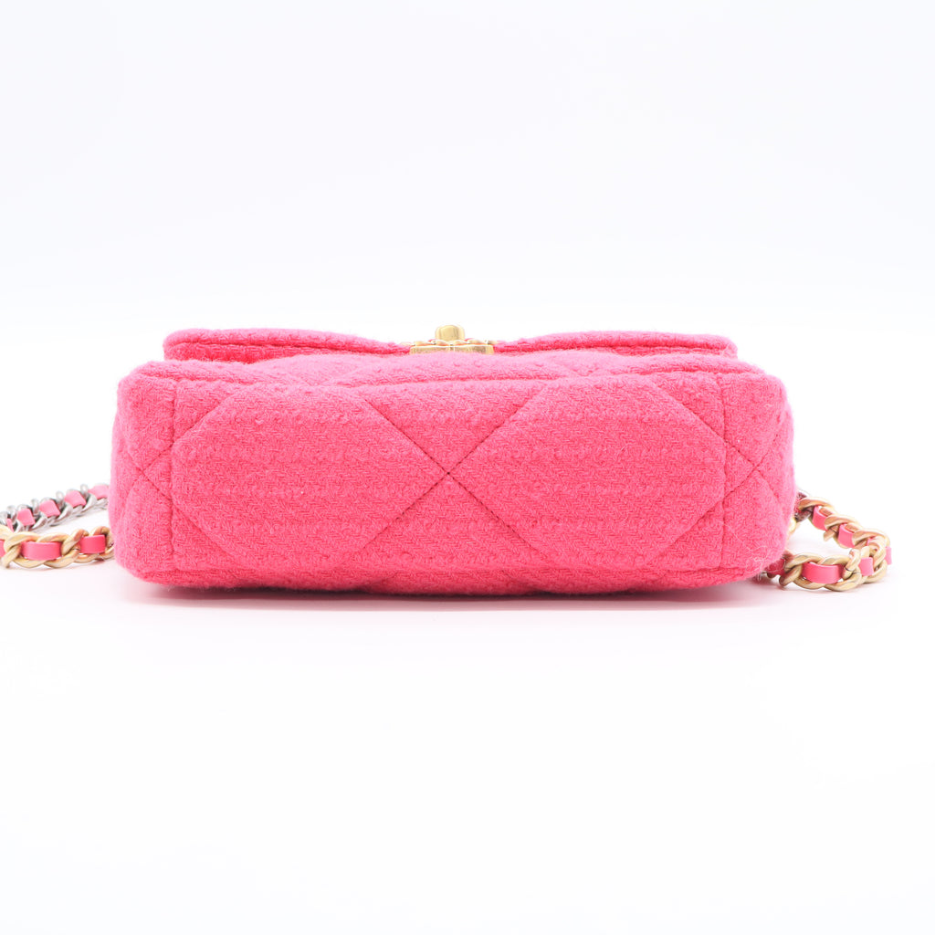 Pink Quilted Tweed Small Chanel 19 Bag