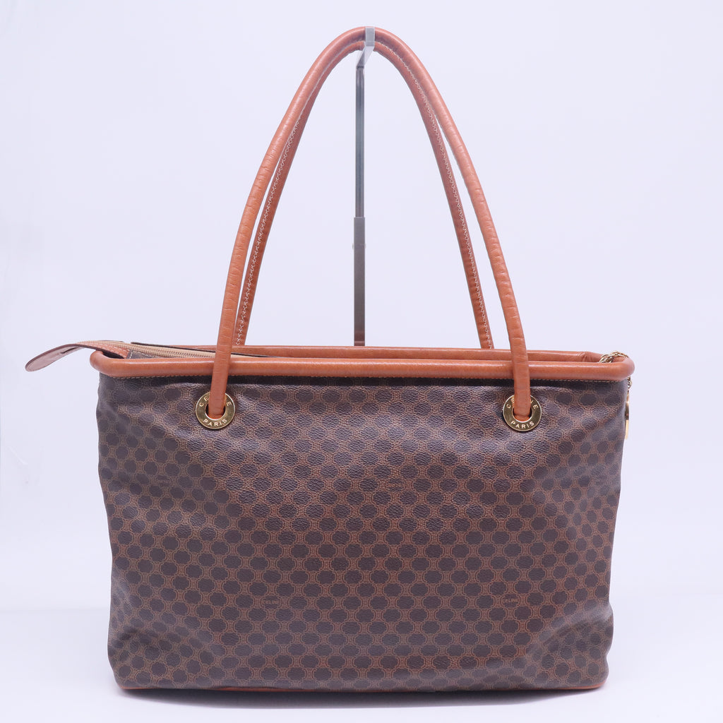 Macadam Canvas Tote Bag PVC Leather Brown B20792