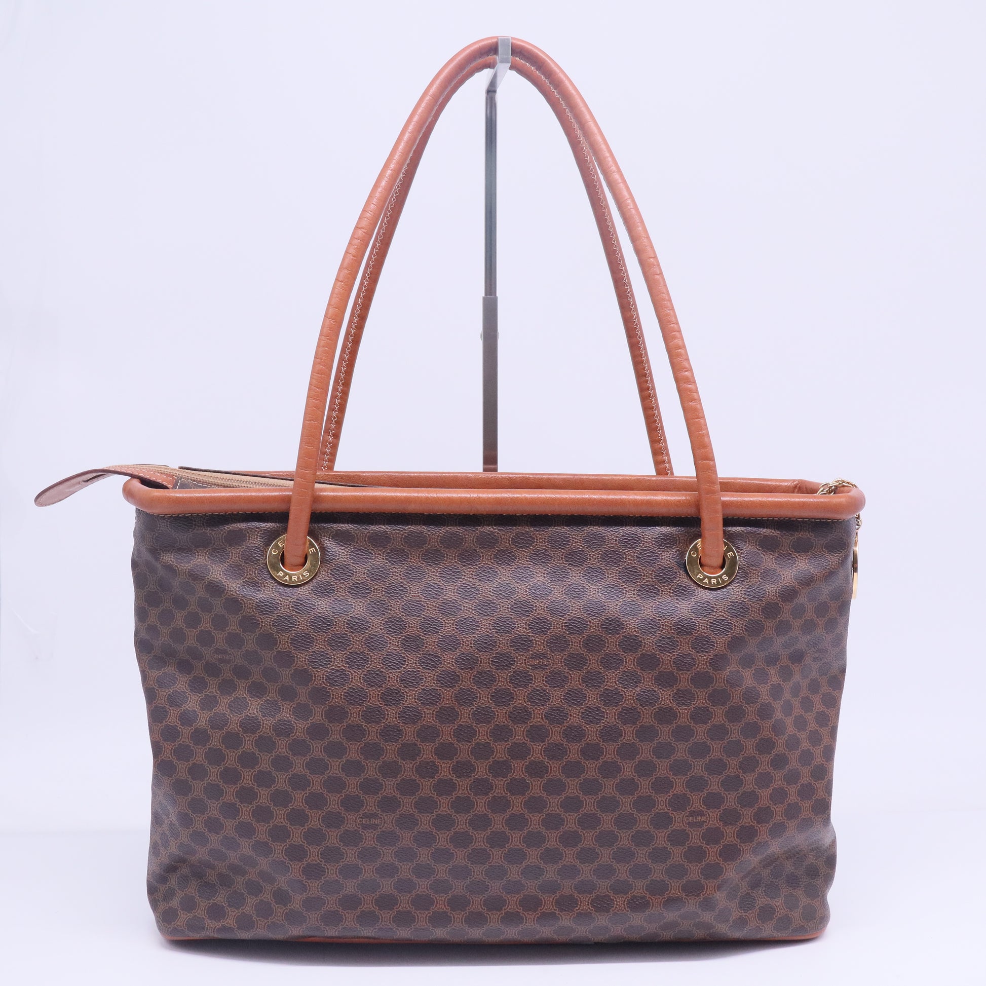 Macadam Canvas Tote Bag PVC Leather Brown B20792