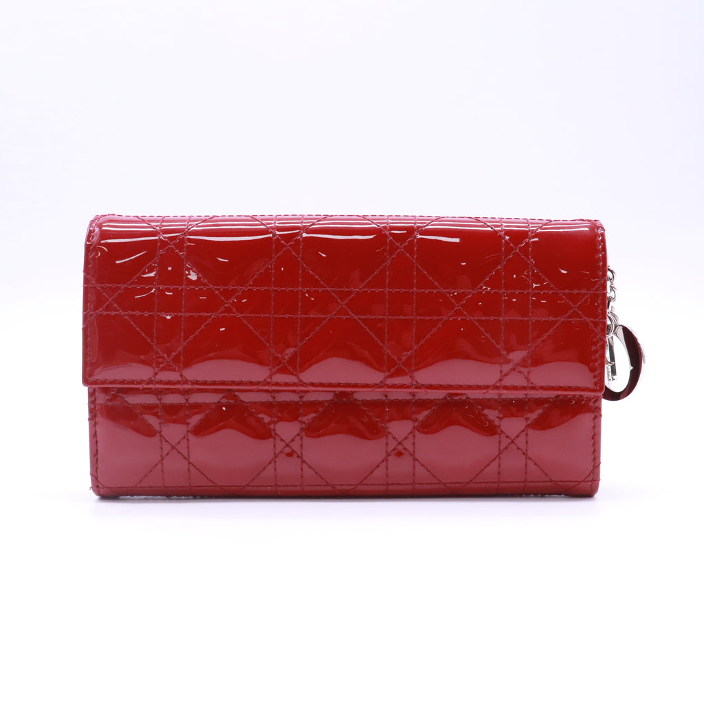 Christian Dior Patent Cannage Lady Dior Rendezvous Wallet On Chain W22876