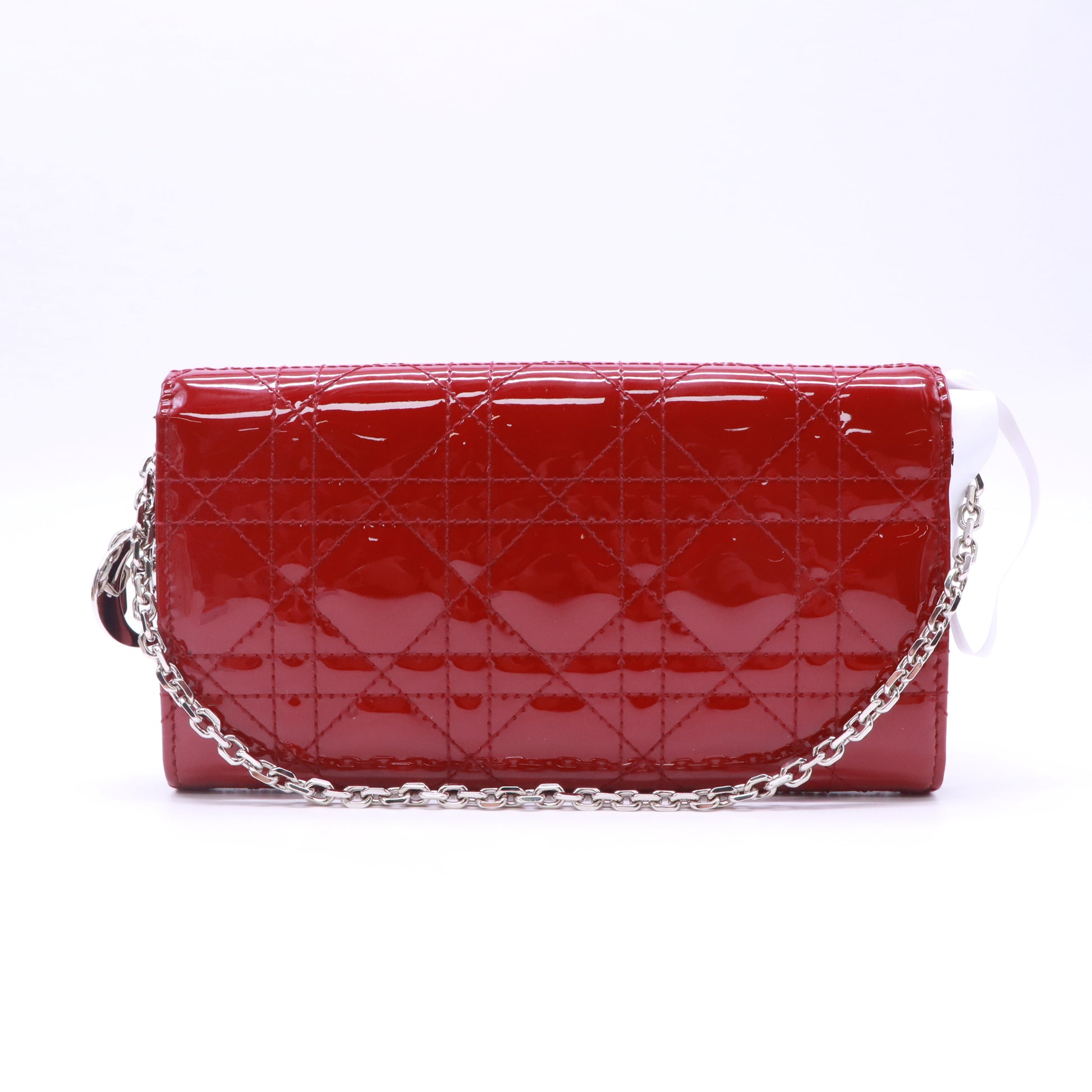 Christian Dior Patent Cannage Lady Dior Rendezvous Wallet On Chain W22876
