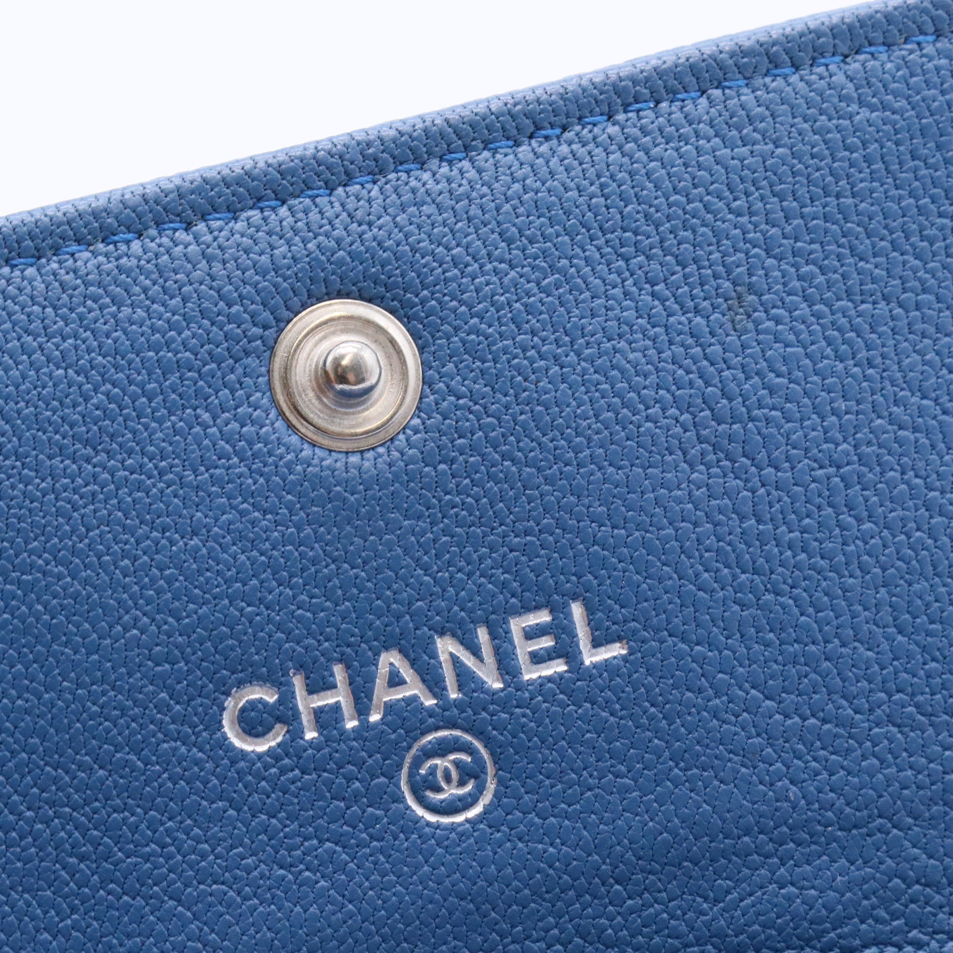Navy  Leather Clover Compact Wallet