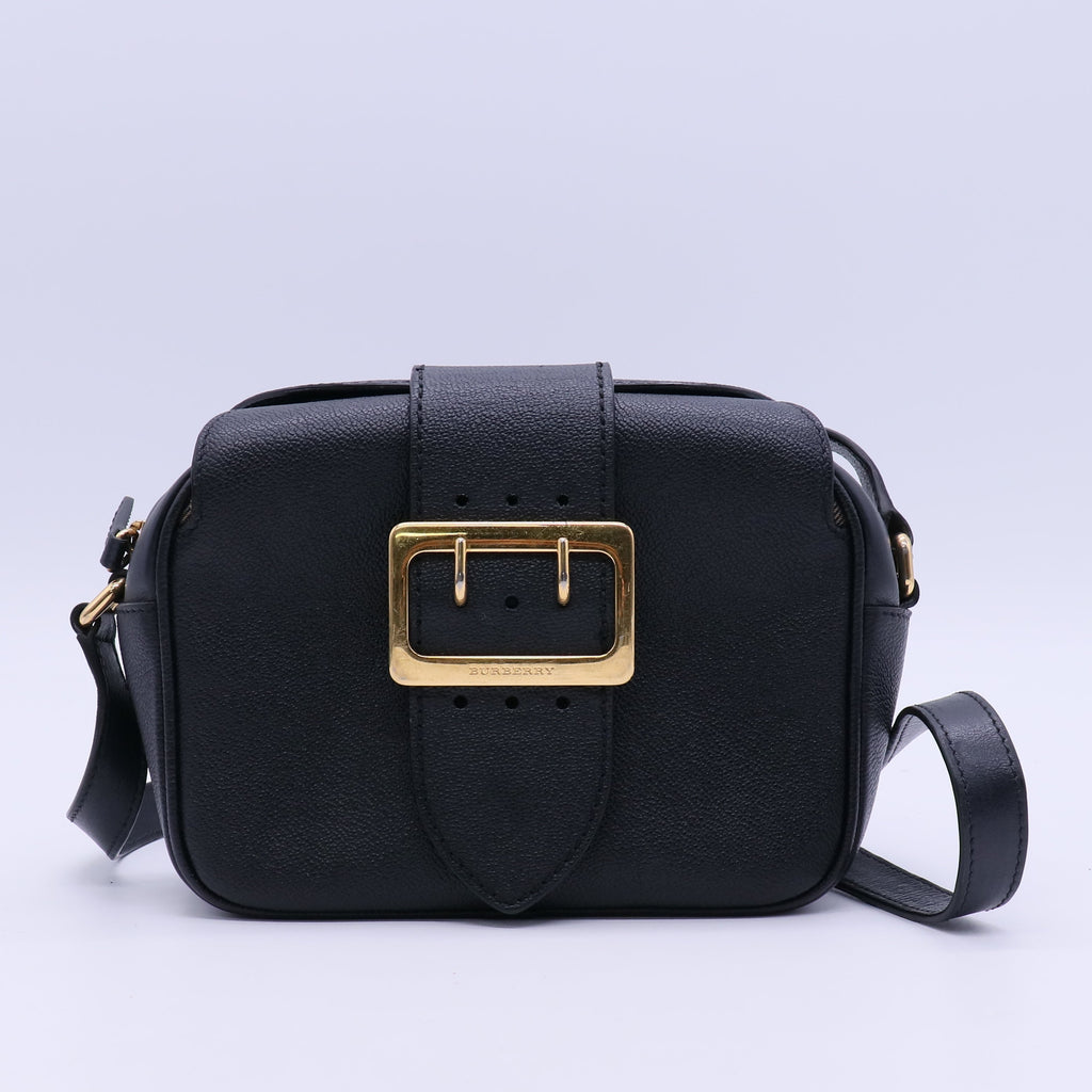 Burberry Black Grained Leather Small Buckle Crossbody Bag twins B21502