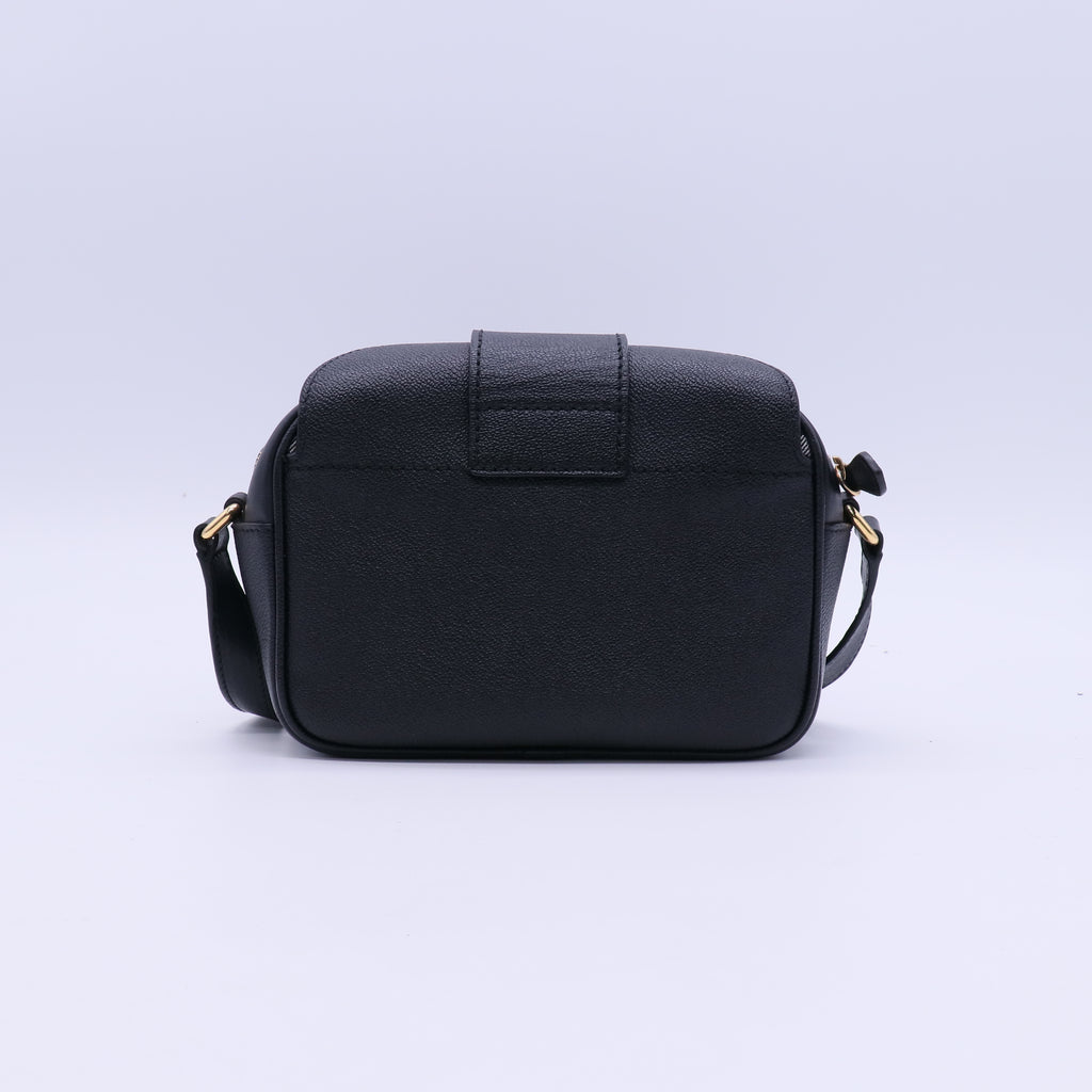 Burberry Black Grained Leather Small Buckle Crossbody Bag twins B21502