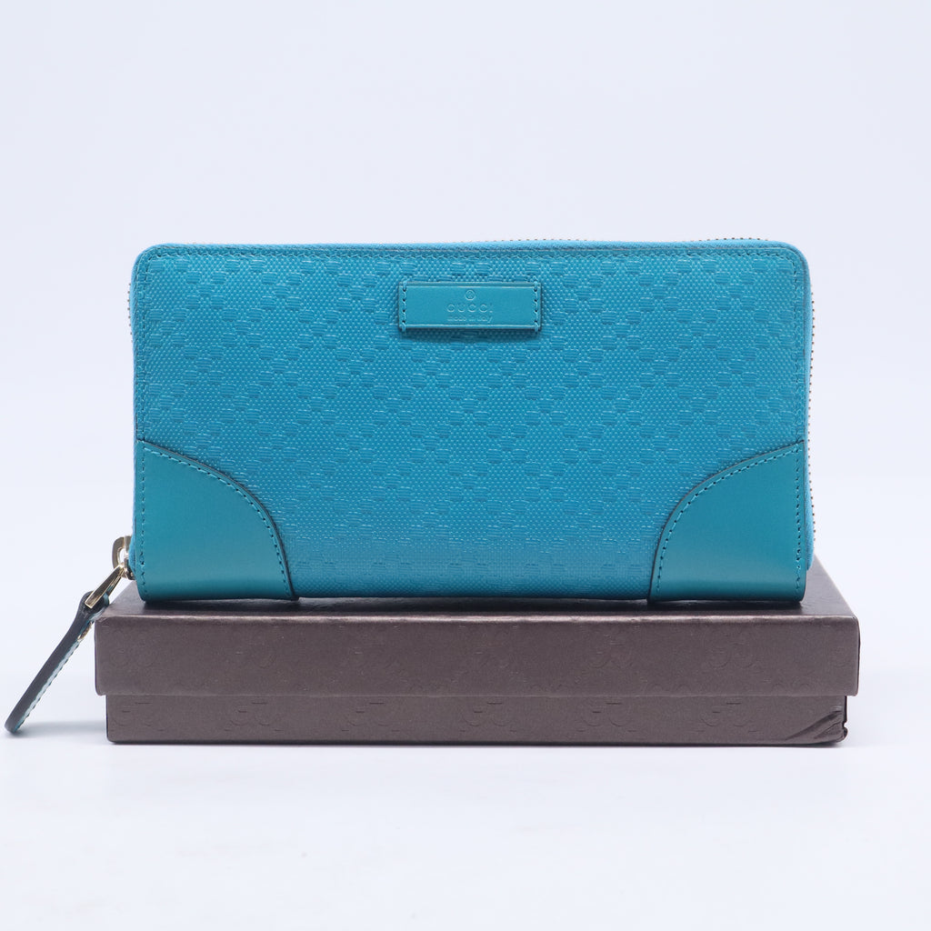 Turquoise Diamante Leather Zip Around Wallet  W20566